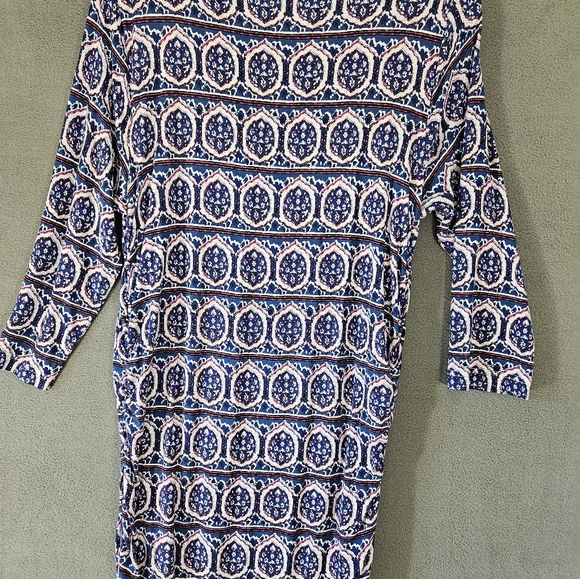 Moulinette Soeurs Ruched Column Dress Size XL Blue Medallion Motif Anthropologie - Picture 9 of 10